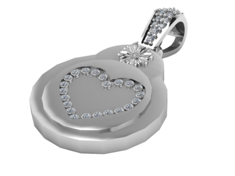 Heart and Flower Medallion Pendant 3D Printable Model 3D Принт Модель