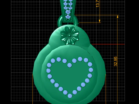 Heart and Flower Medallion Pendant 3D Printable Model 3D Print Model