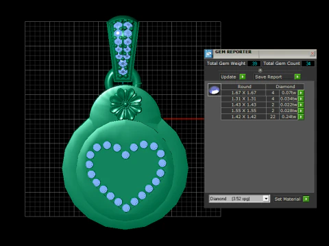 Heart and Flower Medallion Pendant 3D Printable Model 3D Print Model