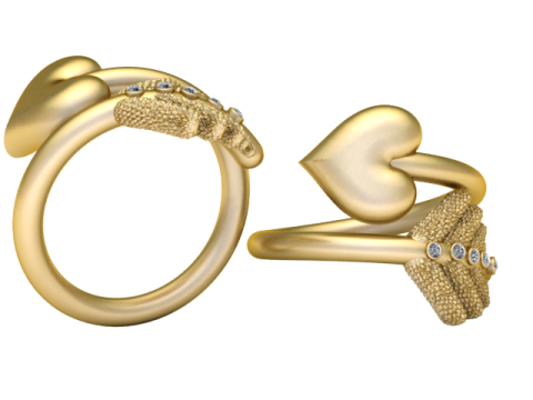 Heart and Hand Ring 3D Printable Model 3D Принт Модель