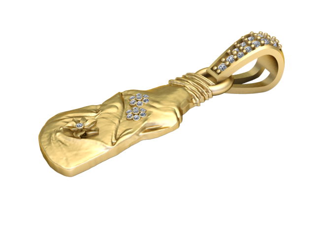 手形花卉吊坠 3D 打印模型 3D 打印模型 .c4d .max .obj .3ds .fbx .stl .blend 