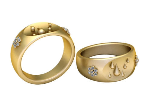 Golden Teardrop Ring 3D Printable Model 3D Принт Модель