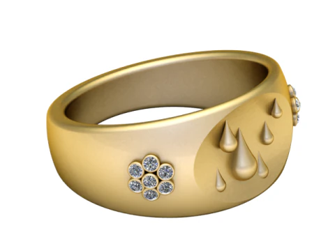 Golden Teardrop Ring 3D Printable Model 3D Print Model
