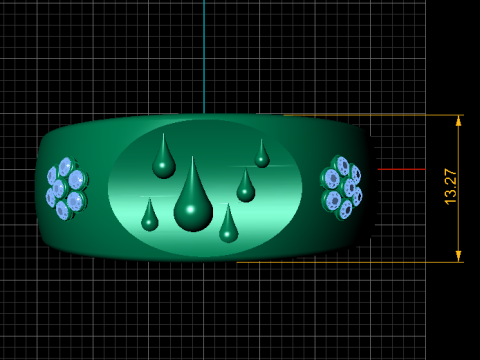 Golden Teardrop Ring 3D Printable Model 3D printmodel