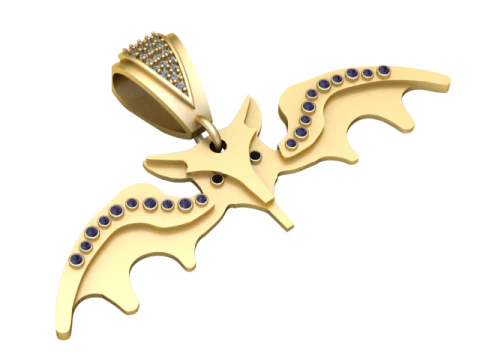 Elegant Bat-Inspired Gold Pendant 3D Printable Model 3D Print Model