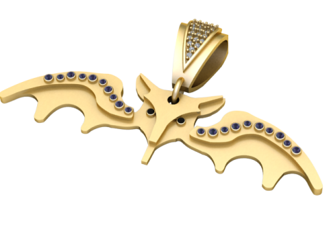 Elegant Bat-Inspired Gold Pendant 3D Printable Model 3D printmodel
