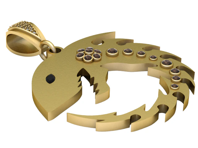Scorpion-Inspired Pendant 3D Printable Model 3D Print Model .c4d .max .obj .3ds .fbx .stl .blend