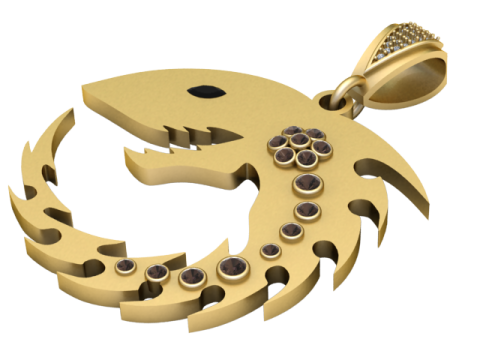 Scorpion-Inspired Pendant 3D Printable Model 3Dプリントモデル