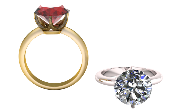 Ruby Solitaire Ring 3D Printable Model 3Dプリントモデル .c4d .max .obj .3ds .fbx .stl .blend