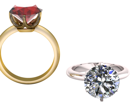 Ruby Solitaire Ring 3D Printable Model 3D Принт Модель