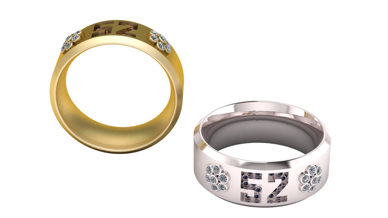 Gold Number 52 Bracelet 3D Printable Model 3Dプリントモデル .c4d .max .obj .3ds .fbx .stl .blend