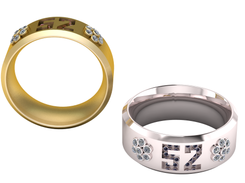 Gold Number 52 Bracelet 3D Printable Model 3D Baskı Modeli