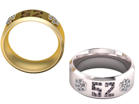 Pulsera de oro n&uacute;mero 52 modelo imprimible en 3D Modelo de impresión 3D