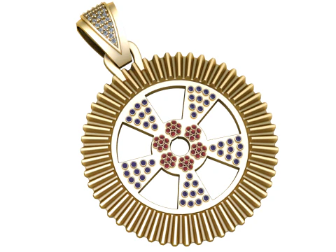 Modello stampabile 3D con ciondolo a strati dorati Modello di stampa 3D