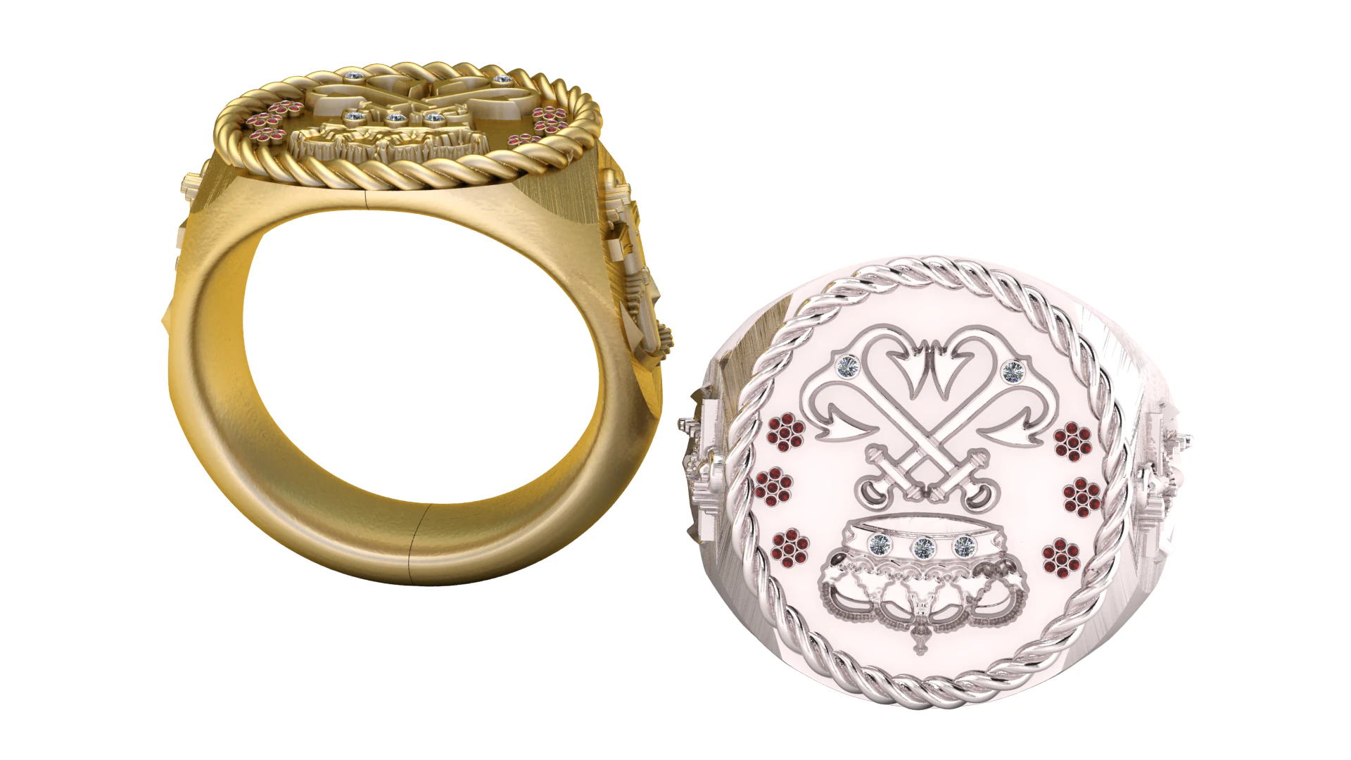Taaj Gold Ring 3D Printable Model 3D Print Model .c4d .max .obj .3ds .fbx .stl .blend 