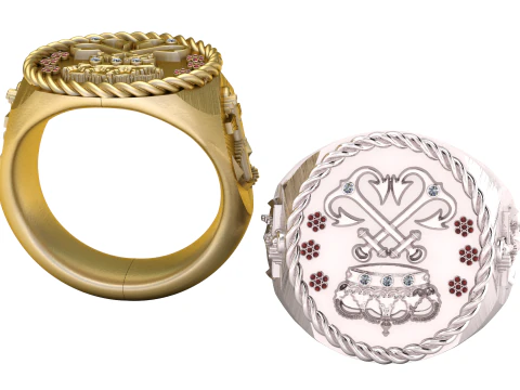 3D-модель для друку Taaj Gold Ring 3D Принт Модель