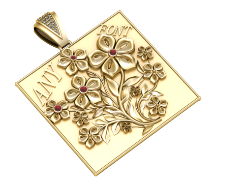 Square Flower Pendant 3D Printable Model 3D Принт Модель