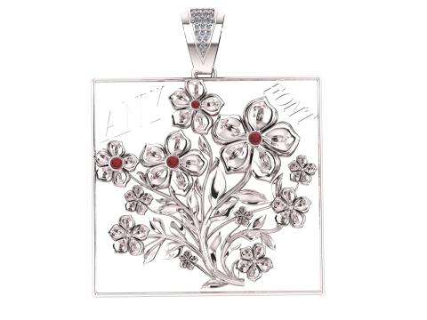 Square Flower Pendant 3D Printable Model Model Cetak 3D