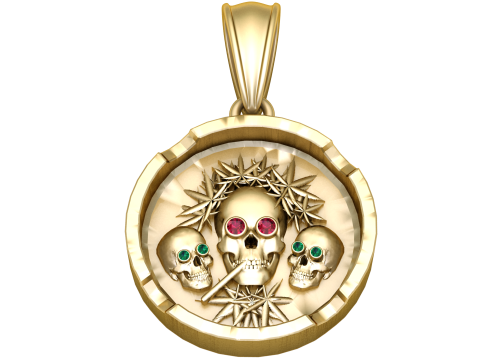 GOLDEN SKULL CIRCLE PENDANT 3D PRINATBLE MODEL 3D Принт Модель