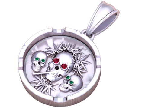 GOLDEN SKULL CIRCLE PENDANT 3D PRINATBLE MODEL 3D प्रिंट मॉडल