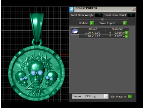 GOLDEN SKULL CIRCLE PENDANT 3D PRINATBLE MODEL 3D प्रिंट मॉडल