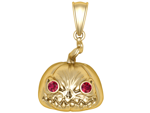 Scary Pumpkin Pendant 3D Printable Model Modèles 3D en vedette