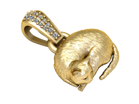 Sleeping Cat Pendant 3D Printable Model 3D Принт Модель