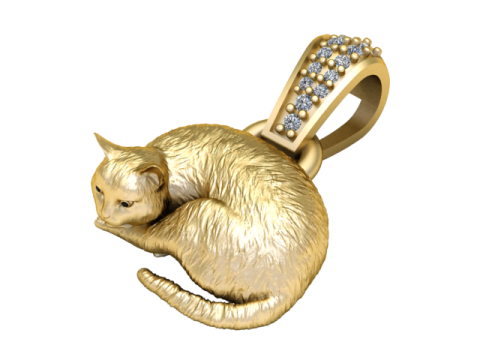 Sleeping Cat Pendant 3D Printable Model 3D Принт Модель