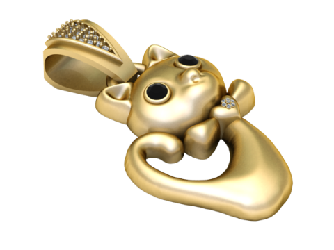 Playful Cat Pendant 3D Printable Model Modelo de Impressão 3D