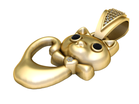 Playful Cat Pendant 3D Printable Model Modèles 3D en vedette