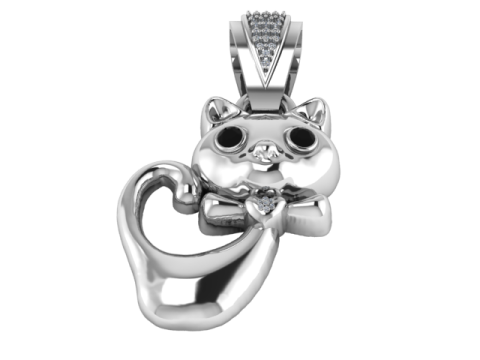 Playful Cat Pendant 3D Printable Model Modèles 3D en vedette