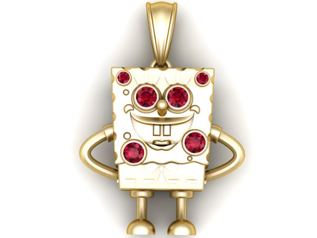 Iced Spongebob Pendant 3D Printable Model 3D Принт Модель .c4d .max .obj .3ds .fbx .stl .blend