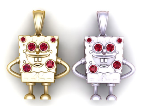 Iced Spongebob Pendant 3D Printable Model 3D Принт Модель