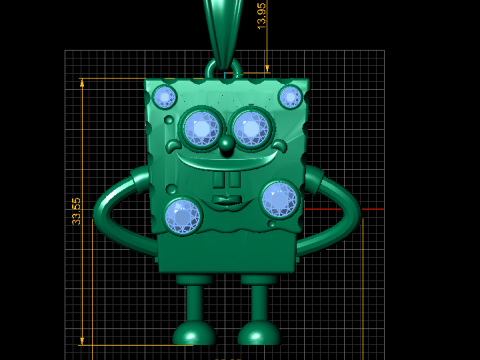 Iced Spongebob Pendant 3D Printable Model 3D Принт Модель