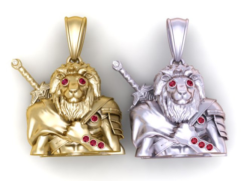 Lion Head CZ Pendant 3D Printable Model 3D Принт Модель