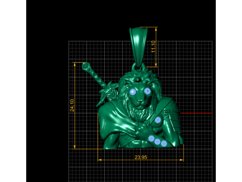 Lion Head CZ Pendant 3D Printable Model 3D Принт Модель