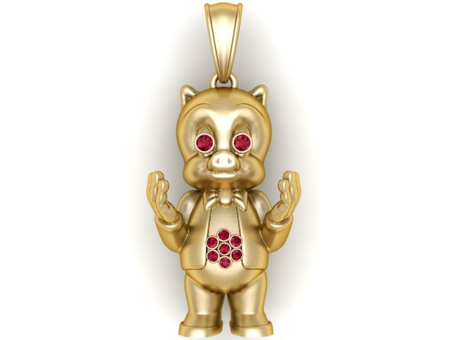 Pig Pendant 3D Printable Model Modelo de impresión 3D .c4d .max .obj .3ds .fbx .stl .blend
