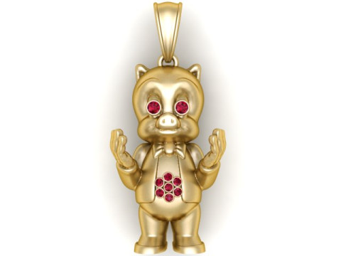 Pig Pendant 3D Printable Model Modelo de Impressão 3D