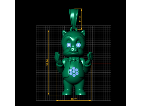 Pig Pendant 3D Printable Model Modelo de impresión 3D