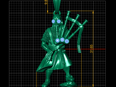 Bagpiper Pendant 3D Printable Model 3D Принт Модель