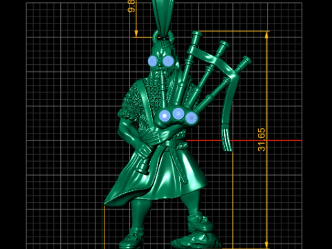 Bagpiper Pendant 3D Printable Model 3D Print Model