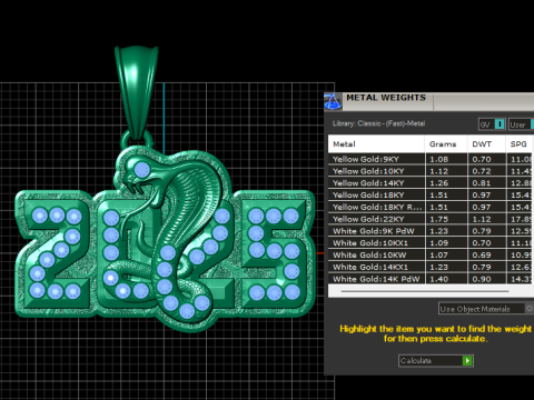 2025 Cobra Pendant 3D Printable Model Model do druku 3D