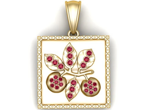 Modello stampabile 3D con ciondolo foglia di ciliegio in oro Modello di stampa 3D