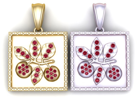 Gold Cherry Leaf Pendant 3D Printable Model Model Cetak 3D