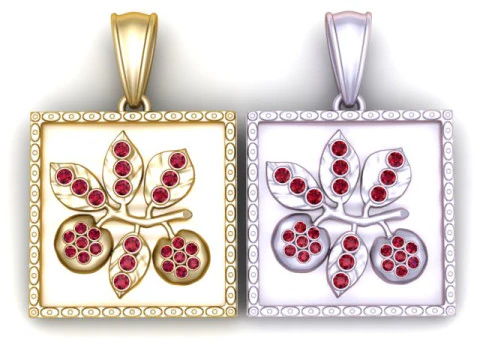 Gold Cherry Leaf Pendant 3D Printable Model 3D Print Model