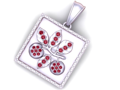 Gold Cherry Leaf Pendant 3D Printable Model Model Cetak 3D