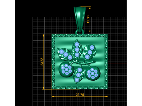 Gold Cherry Leaf Pendant 3D Printable Model Model Cetak 3D