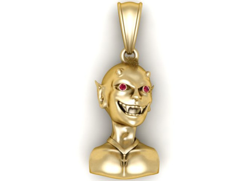 Golden Devil Pendant 3D Printable Model 3D Druckmodell