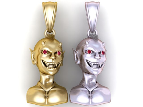 Golden Devil Pendant 3D Printable Model Modelo de impresión 3D