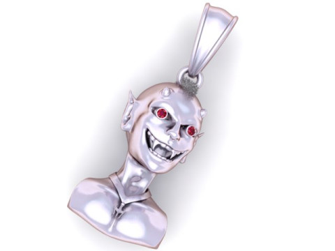 Golden Devil Pendant 3D Printable Model Modelo de impresión 3D